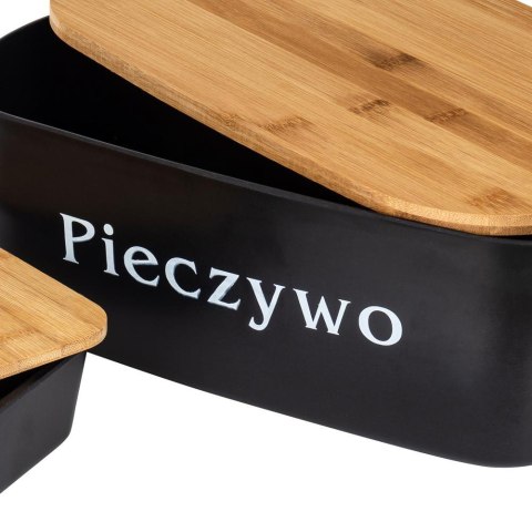 CHLEBAK Z DESKĄ BAMBUSOWĄ + MASELNICA CZARNY ORION 152427 CHLEBAK Z DESKĄ BAMBUSOWĄ + MASELNICA CZARNY ORION 152427