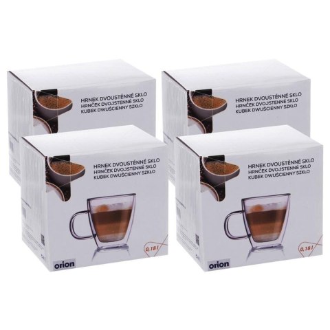 KOMPLET 4 SZKLANEK TERMICZNYCH Z PODWÓJNĄ ŚCIANKĄ DO KAWY 180ml ORION 127201-SET KOMPLET 4 SZKLANEK TERMICZNYCH Z PODWÓJNĄ ŚCIANKĄ DO KAWY 180ml ORION 127201-SET