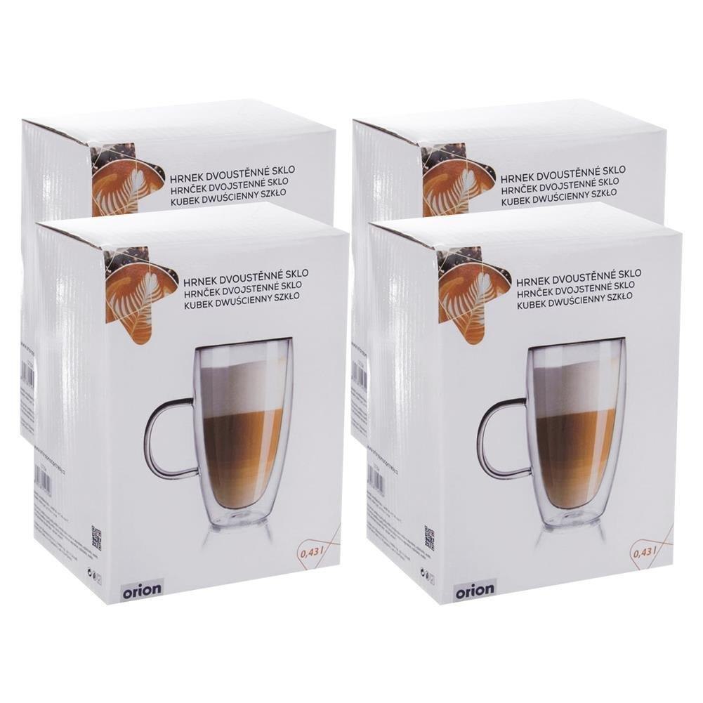 KOMPLET 4 SZKLANEK TERMICZNYCH Z PODWÓJNĄ ŚCIANKĄ DO LATTE 430ml ORION 127204-SET KOMPLET 4 SZKLANEK TERMICZNYCH Z PODWÓJNĄ ŚCIANKĄ DO LATTE 430ml ORION 127204-SET