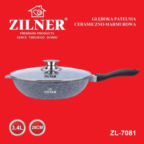 PATELNIA GŁEBOKA 24CM MARMUROWO-CERAMICZNA ZILNER ZL-7080 PATELNIA GŁEBOKA 24CM MARMUROWO-CERAMICZNA ZILNER ZL-7080