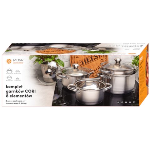 KOMPLET GARNKÓW STALOWYCH 8-EL. TADAR CORI TD-3307 KOMPLET GARNKÓW STALOWYCH 8-EL. TADAR CORI TD-3307