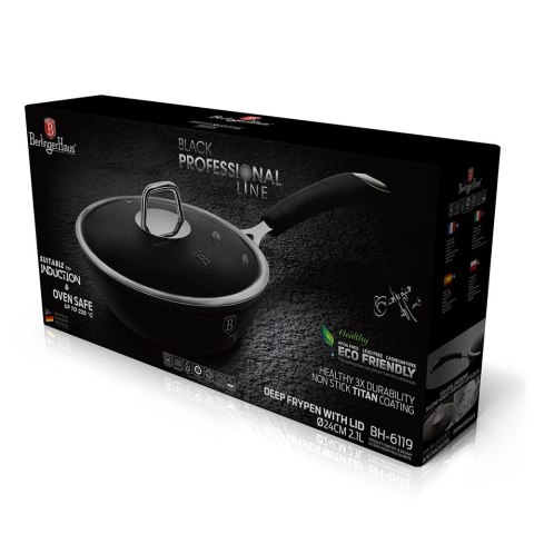 PATELNIA TYTANOWA GŁĘBOKA 24cm BERLINGER HAUS BLACK PROFESSIONAL LINE BH-6119 PATELNIA TYTANOWA GŁĘBOKA 24cm BERLINGER HAUS BLACK PROFESSIONAL LINE BH-6119