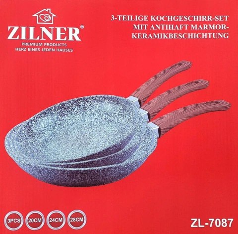 ZESTAW 3 PATELNI MARMUROWYCH 20/24/28 ZILNER ZL-7087 ZESTAW 3 PATELNI MARMUROWYCH 20/24/28 ZILNER ZL-7087
