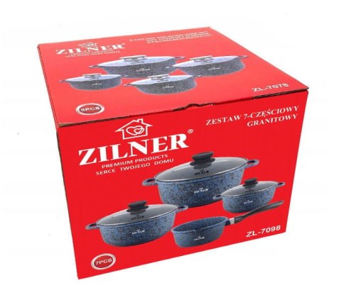 GARNKI MARMUROWE 7 EL. ZILNER BLUE ZL-7098 GARNKI MARMUROWE 7 EL. ZILNER BLUE ZL-7098