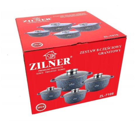 GARNKI MARMUROWE 8 EL. ZILNER BLUE ZL-7105 GARNKI MARMUROWE 8 EL. ZILNER BLUE ZL-7105