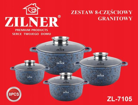GARNKI MARMUROWE 8 EL. ZILNER BLUE ZL-7105 GARNKI MARMUROWE 8 EL. ZILNER BLUE ZL-7105