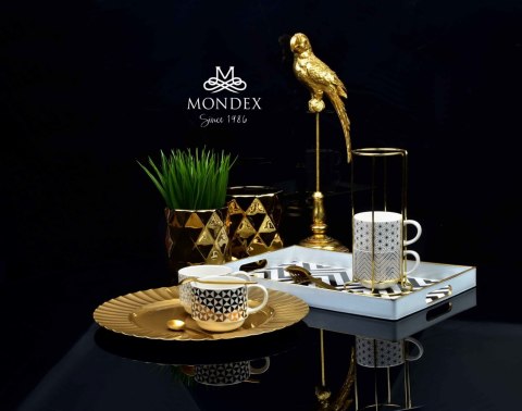 KOMPLET 4 FILIŻANEK PORCELANOWYCH 250ml ZE STOJAKIEM CHIC GOLD MONDEX HTPT0229 KOMPLET 4 FILIŻANEK PORCELANOWYCH 250ml ZE STOJAKIEM CHIC GOLD MONDEX HTPT0229