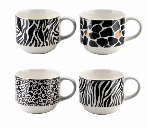 KOMPLET 4 FILIŻANEK PORCELANOWYCH 250ml ZE STOJAKIEM WILD MONDEX HTPT0243 KOMPLET 4 FILIŻANEK PORCELANOWYCH 250ml ZE STOJAKIEM WILD MONDEX HTPT0243