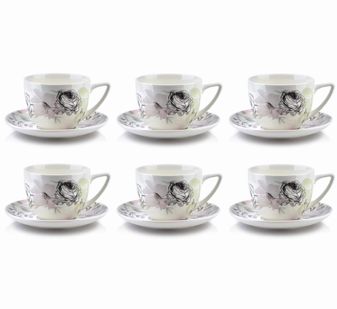 KOMPLET 6 FILIŻANEK PORCELANOWYCH ZE SPODKAMI 250ml AYLA MONDEX HTTC1899 KOMPLET 6 FILIŻANEK PORCELANOWYCH ZE SPODKAMI 250ml AYLA MONDEX HTTC1899