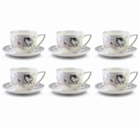 KOMPLET 6 FILIŻANEK PORCELANOWYCH ZE SPODKAMI 250ml AYLA MONDEX HTTC1899 KOMPLET 6 FILIŻANEK PORCELANOWYCH ZE SPODKAMI 250ml AYLA MONDEX HTTC1899