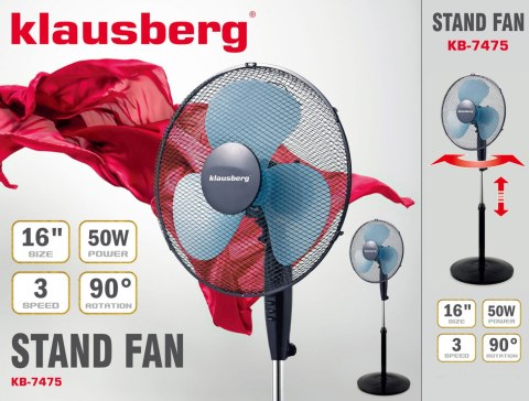 WENTYLATOR STOJĄCY PODŁOGOWY 40CM 50W KLAUSBERG KB-7475 WENTYLATOR STOJĄCY PODŁOGOWY 40CM 50W KLAUSBERG KB-7475