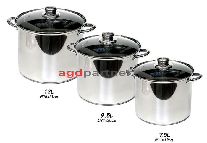 GARNKI PETERHOF STOCK POT 6 ELE 12L+9.5L+7.5L PH-1546s GARNKI PETERHOF STOCK POT 6 ELE 12L+9.5L+7.5L PH-1546s