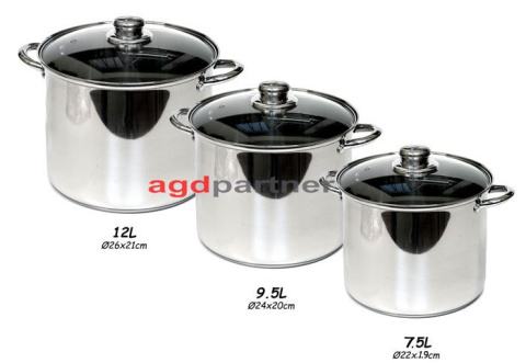 GARNKI PETERHOF STOCK POT 6 ELE 12L+9.5L+7.5L PH-1546s GARNKI PETERHOF STOCK POT 6 ELE 12L+9.5L+7.5L PH-1546s