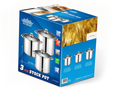 GARNKI PETERHOF STOCK POT 6 ELE 12L+9.5L+7.5L PH-1546s GARNKI PETERHOF STOCK POT 6 ELE 12L+9.5L+7.5L PH-1546s
