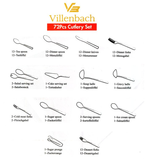 SZTUĆCE VILLENBACH 72 ELE SATIN VB-712X SZTUĆCE VILLENBACH 72 ELE SATIN VB-712X
