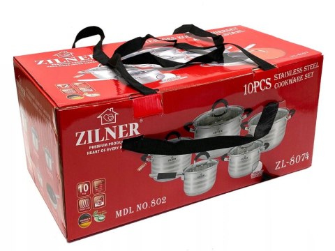 ZESTAW GARNKÓW STALOWYCH 10 ELE ZILNER ZL-8074 ZESTAW GARNKÓW STALOWYCH 10 ELE ZILNER ZL-8074