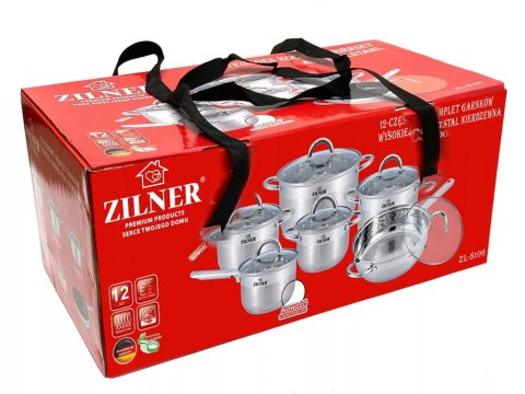 ZESTAW GARNKÓW STALOWYCH 12 ELE ZILNER ZL-8106 ZESTAW GARNKÓW STALOWYCH 12 ELE ZILNER ZL-8106