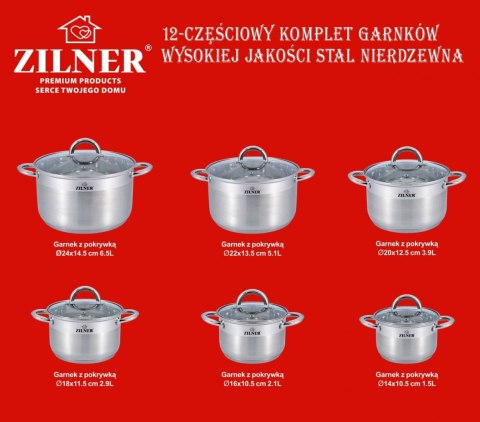 ZESTAW GARNKÓW STALOWYCH 12 ELE ZILNER ZL-8109 ZESTAW GARNKÓW STALOWYCH 12 ELE ZILNER ZL-8109