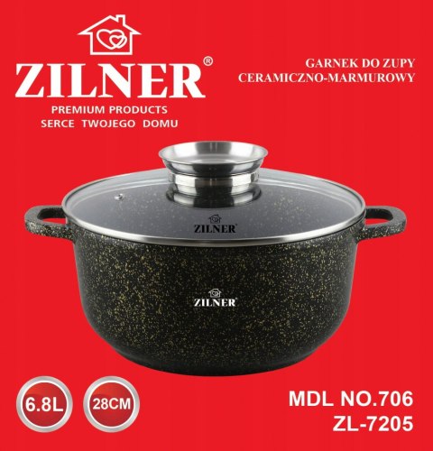 GARNEK MARMUROWO-CERAMICZNY 6.8L 28cm ZILNER ZL-7205 GARNEK MARMUROWO-CERAMICZNY 6.8L 28cm ZILNER ZL-7205
