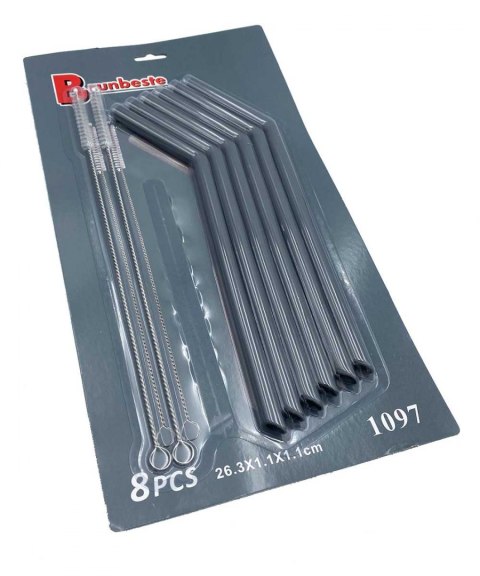 SILIKONOWE SŁOMKI DO NAPOJÓW + CZYŚCIKI 8 EL. BRUNBESTE BB-1097 SILIKONOWE SŁOMKI DO NAPOJÓW + CZYŚCIKI 8 EL. BRUNBESTE BB-1097