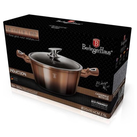 GARNEK Z POWŁOKĄ GRANITOWĄ 2.5L 20cm BERLINGER HAUS ROSE GOLD NOIR BH-1894 GARNEK Z POWŁOKĄ GRANITOWĄ 2.5L 20cm BERLINGER HAUS ROSE GOLD NOIR BH-1894