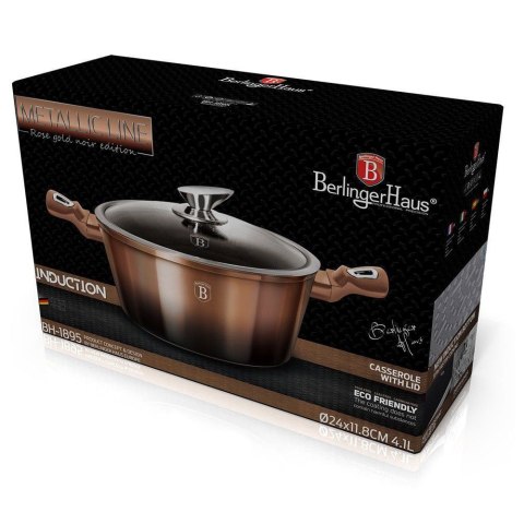 GARNEK Z POWŁOKĄ GRANITOWĄ 4.1L 24cm BERLINGER HAUS ROSE GOLD NOIR BH-1895 GARNEK Z POWŁOKĄ GRANITOWĄ 4.1L 24cm BERLINGER HAUS ROSE GOLD NOIR BH-1895
