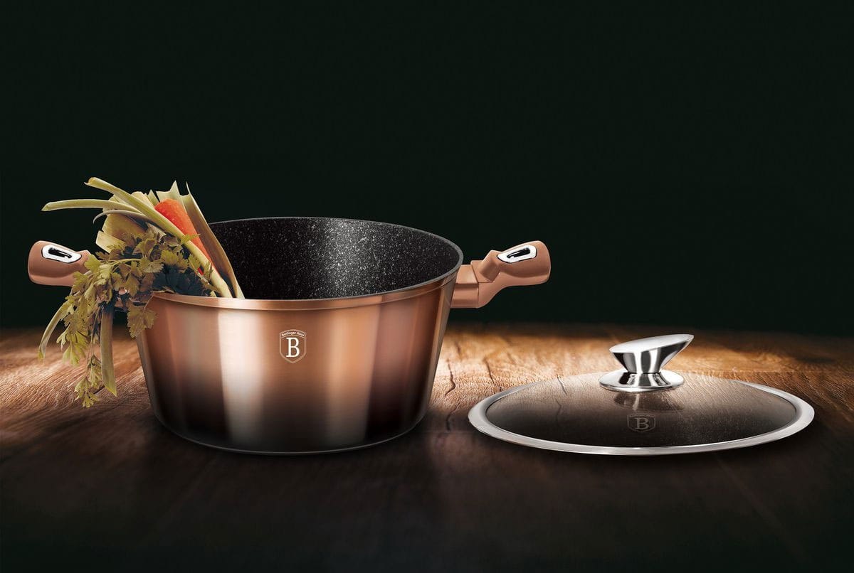 GARNEK Z POWŁOKĄ GRANITOWĄ 6.1L 28cm BERLINGER HAUS ROSE GOLD NOIR BH-6109 GARNEK Z POWŁOKĄ GRANITOWĄ 6.1L 28cm BERLINGER HAUS ROSE GOLD NOIR BH-6109