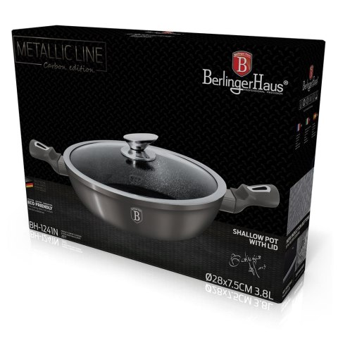 WOK GARNEK Z POWŁOKĄ GRANITOWĄ 28cm 3.8L BERLINGER HAUS METALLIC LINE CARBON BH-1241-N WOK GARNEK Z POWŁOKĄ GRANITOWĄ 28cm 3.8L BERLINGER HAUS METALLIC LINE CARBON BH-1241-N