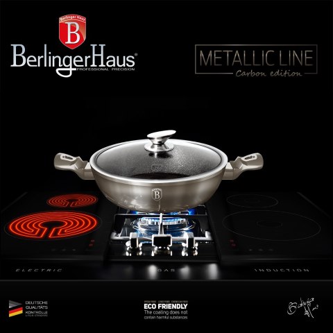 WOK GARNEK Z POWŁOKĄ GRANITOWĄ 28cm 3.8L BERLINGER HAUS METALLIC LINE CARBON BH-1241-N WOK GARNEK Z POWŁOKĄ GRANITOWĄ 28cm 3.8L BERLINGER HAUS METALLIC LINE CARBON BH-1241-N