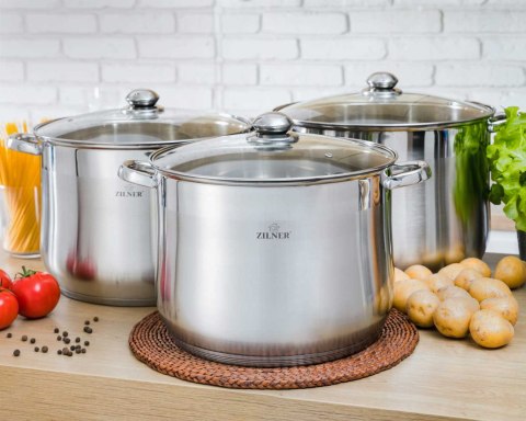 ZESTAW 3 GARNKÓW GASTRONOMICZNYCH 16 20 23L ZILNER ZL-7352 ZESTAW 3 GARNKÓW GASTRONOMICZNYCH 16 20 23L ZILNER ZL-7352