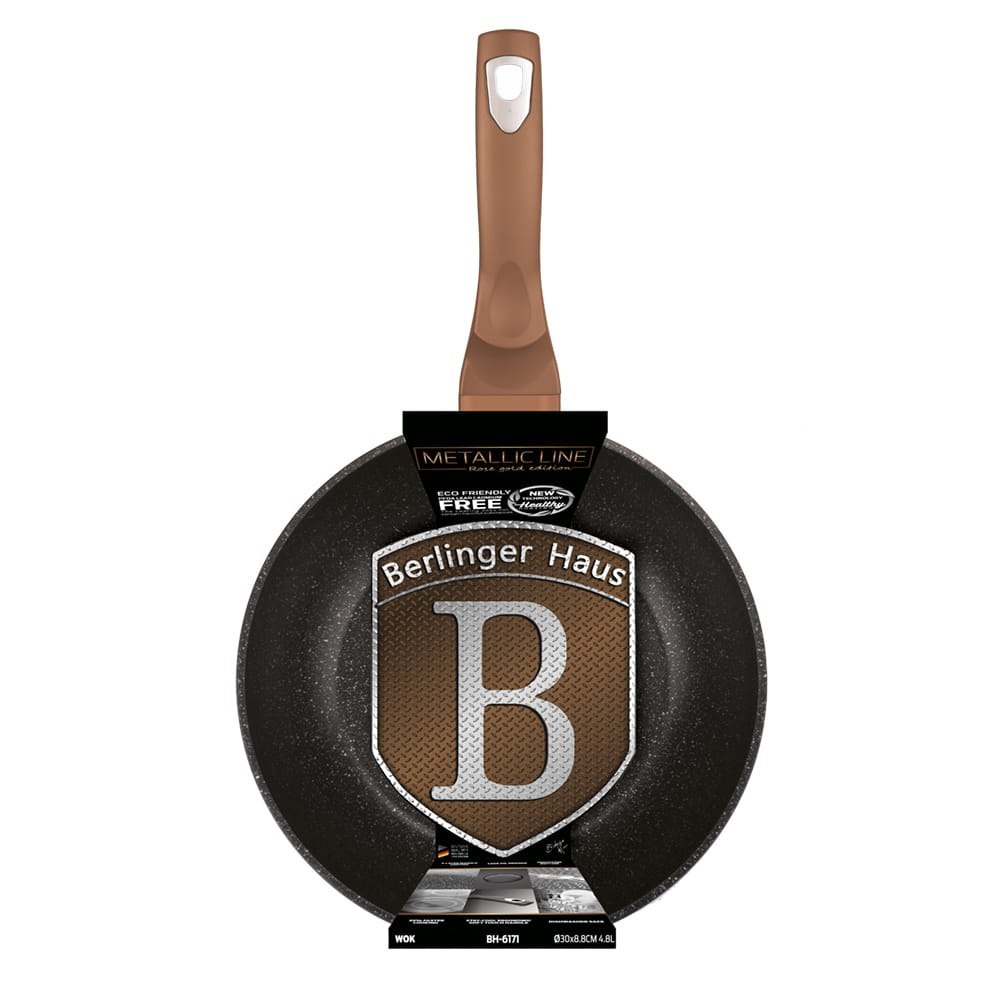 PATELNIA GRANITOWA WOK 30CM BERLINGER HAUS METALLIC LINE ROSE GOLD BH-6171 PATELNIA GRANITOWA WOK 30CM BERLINGER HAUS METALLIC LINE ROSE GOLD BH-6171