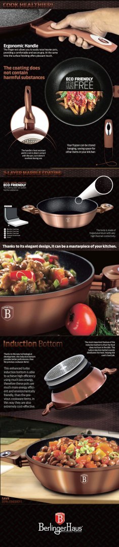 PATELNIA GRANITOWA WOK 30CM BERLINGER HAUS METALLIC LINE ROSE GOLD BH-6171 PATELNIA GRANITOWA WOK 30CM BERLINGER HAUS METALLIC LINE ROSE GOLD BH-6171