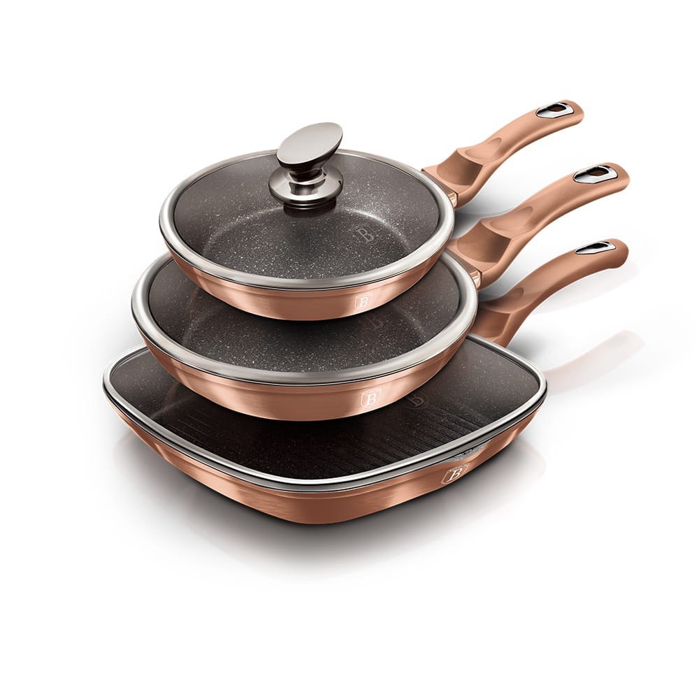 ZESTAW 3 PATELNI GRANITOWYCH 20/24/28CM BERLINGER HAUS METALLIC LINE ROSE GOLD BH-6195 ZESTAW 3 PATELNI GRANITOWYCH 20/24/28CM BERLINGER HAUS METALLIC LINE ROSE GOLD BH-6195