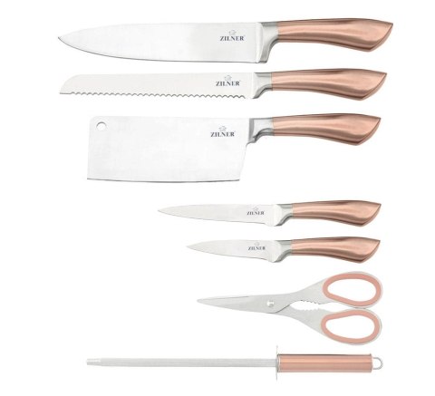 ZESTAW NOŻY Z TASAKIEM 8 EL. ZILNER ROSEGOLD ZL-5125 ZESTAW NOŻY Z TASAKIEM 8 EL. ZILNER ROSEGOLD ZL-5125