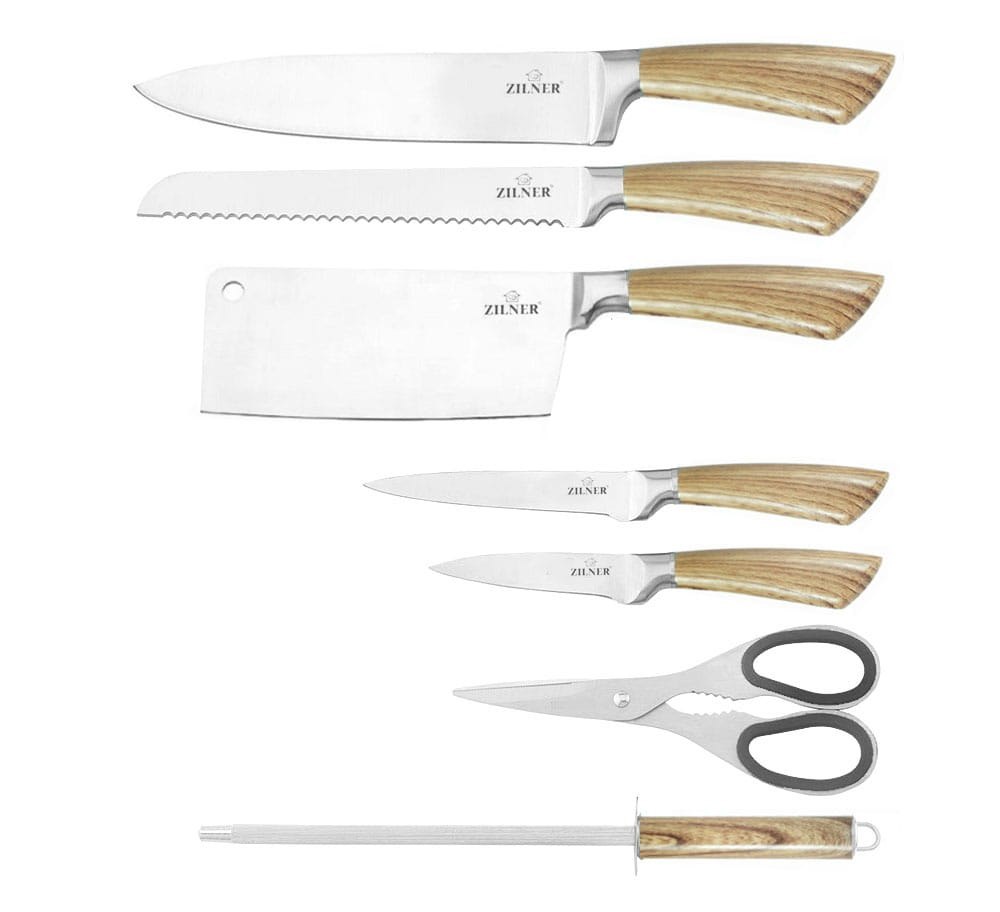 ZESTAW NOŻY Z TASAKIEM 8 ELE. ZILNER WOOD ZL-5122 ZESTAW NOŻY Z TASAKIEM 8 ELE. ZILNER WOOD ZL-5122