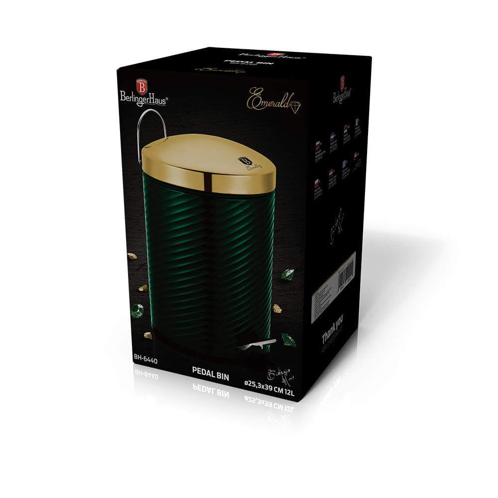 KOSZ NA ŚMIECI 12L STAL NIERDZ. BERLINGER HAUS EMERALD BH-6440 KOSZ NA ŚMIECI 12L STAL NIERDZ. BERLINGER HAUS EMERALD BH-6440