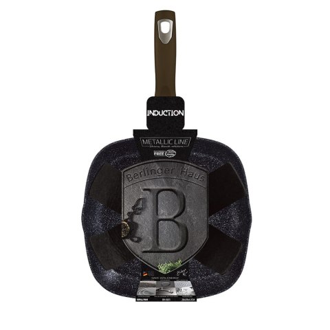 PATELNIA GRANITOWA GRILLOWA 28x28cm BERLINGER HAUS SHINY BLACK BH-6612 PATELNIA GRANITOWA GRILLOWA 28x28cm BERLINGER HAUS SHINY BLACK BH-6612