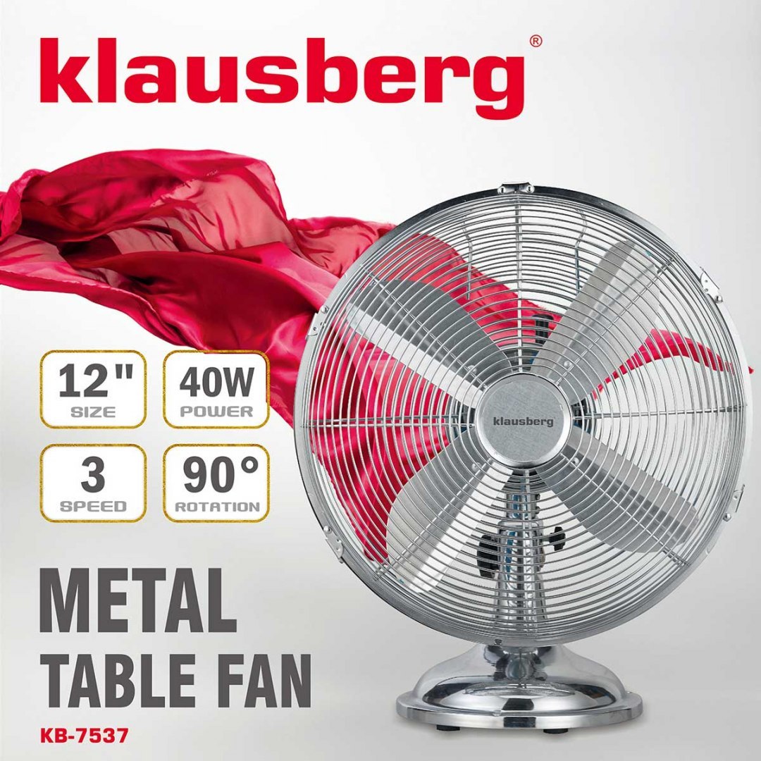 WENTYLATOR BIURKOWY 30CM 40W METALOWY KLAUSBERG KB-7537 WENTYLATOR BIURKOWY 30CM 40W METALOWY KLAUSBERG KB-7537