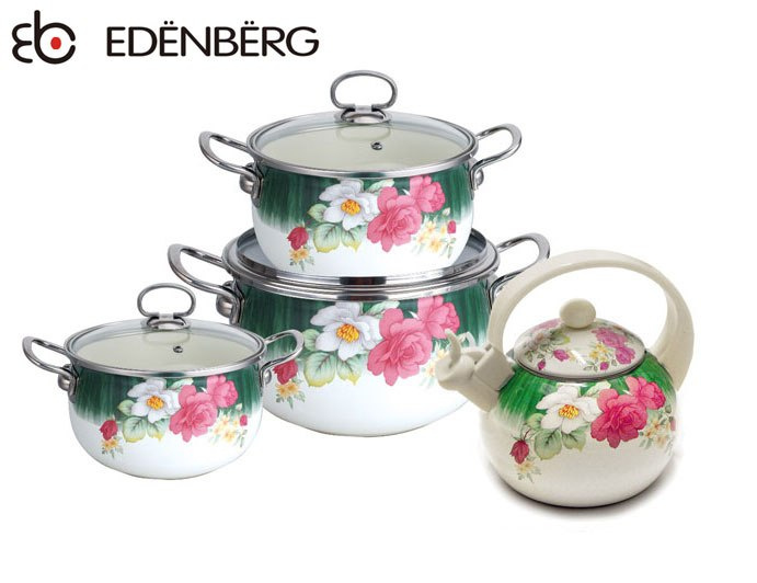 GARNKI EMALIOWANE EDENBERG ROSE 7 ELE EB-1840-C GARNKI EMALIOWANE EDENBERG ROSE 7 ELE EB-1840-C