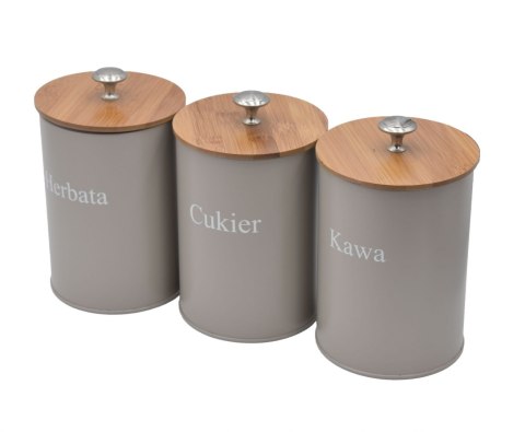 KOMPLET 3 POJEMNIKÓW KAWA HERBATA CUKIER KRISBERG KS-2649 / 2732 KOMPLET 3 POJEMNIKÓW KAWA HERBATA CUKIER KRISBERG KS-2649 / 2732