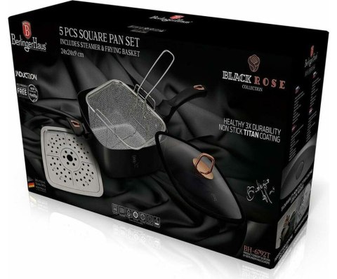 PATELNIA 24cm Z KOSZEM I PŁYTĄ PAROWĄ 4 EL. BERLINGER HAUS BLACK ROSE BH-6792T PATELNIA 24cm Z KOSZEM I PŁYTĄ PAROWĄ 4 EL. BERLINGER HAUS BLACK ROSE BH-6792T