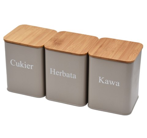 ZESTAW 3 POJEMNIKÓW KAWA HERBATA CUKIER BRUNBESTE BB-2720 ZESTAW 3 POJEMNIKÓW KAWA HERBATA CUKIER BRUNBESTE BB-2720