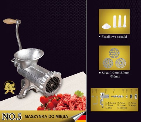 MASZYNKA ŻELIWNA DO MIELENIA MIĘSA #5 BRUNBESTE BB-2505 MASZYNKA ŻELIWNA DO MIELENIA MIĘSA #5 BRUNBESTE BB-2505