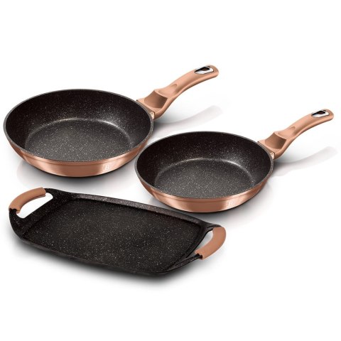 ZESTAW PATELNI GRANITOWYCH + PŁYTA DO SMAŻENIA BERLINGER HAUS METALLIC LINE ROSE GOLD BH-1669 ZESTAW PATELNI GRANITOWYCH + PŁYTA DO SMAŻENIA BERLINGER HAUS METALLIC LINE ROSE GOLD BH-1669