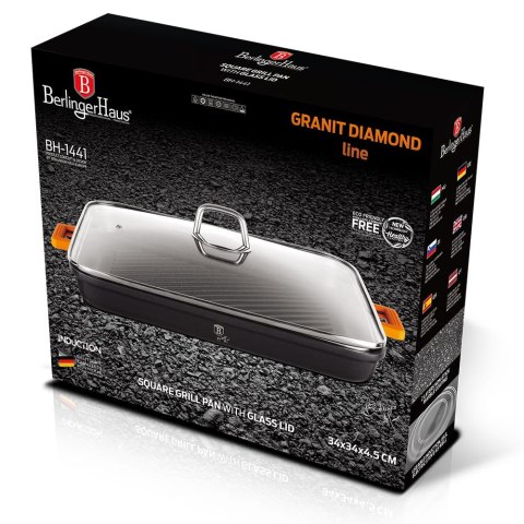 KWADRATOWA PATELNIA GRILLOWA 34x34cm BERLINGER HAUS GRANIT DIAMOND BH-1441 KWADRATOWA PATELNIA GRILLOWA 34x34cm BERLINGER HAUS GRANIT DIAMOND BH-1441