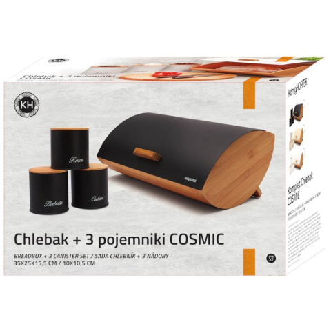 CHLEBAK + 3 POJEMNIKI BAMBUS-STAL KonigHOFFER COSMIC TD-8301 - CZARNY CHLEBAK + 3 POJEMNIKI BAMBUS-STAL KonigHOFFER COSMIC TD-8301 - CZARNY