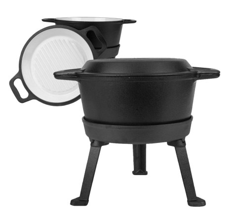 KOCIOŁEK ŻELIWNY MYŚLIWSKI 5L Z PATELNIĄ GRILL EMALIOWANY ZILNER ZL-5511 KOCIOŁEK ŻELIWNY MYŚLIWSKI 5L Z PATELNIĄ GRILL EMALIOWANY ZILNER ZL-5511
