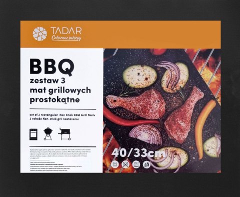 KOMPLET 3 MAT GRILLOWYCH BBQ 40 X 33 CM MATY NIEPRZYWIERAJĄCE PTFE TADAR TD-2185 KOMPLET 3 MAT GRILLOWYCH BBQ 40 X 33 CM MATY NIEPRZYWIERAJĄCE PTFE TADAR TD-2185
