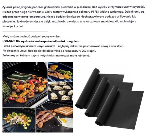 KOMPLET 3 MAT GRILLOWYCH BBQ 40 X 33 CM MATY NIEPRZYWIERAJĄCE PTFE TADAR TD-2185 KOMPLET 3 MAT GRILLOWYCH BBQ 40 X 33 CM MATY NIEPRZYWIERAJĄCE PTFE TADAR TD-2185