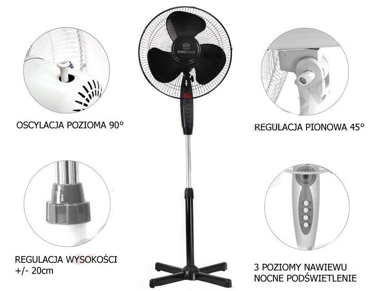 WENTYLATOR PODŁOGOWY KINGCOOL 40cm KC-2124 WENTYLATOR PODŁOGOWY KINGCOOL 40cm KC-2124